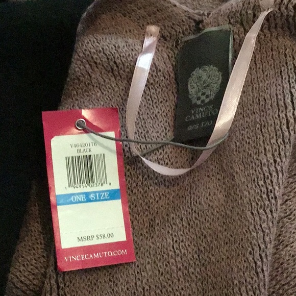 Vince Camuto ruana/wrap in softest black/deep dusty rose acrylic, One Size - Picture 10 of 10